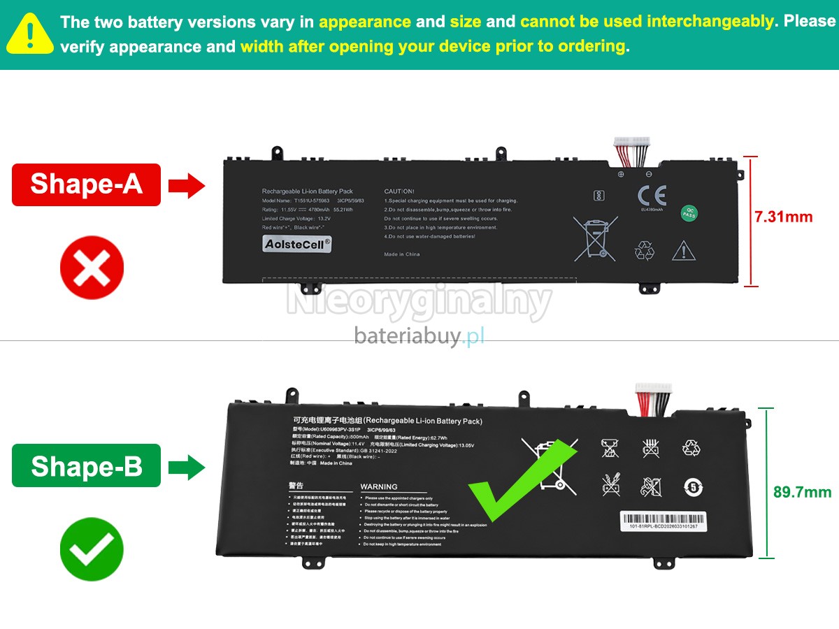 Bateria do Laptop Acer U609963PV-3S1P