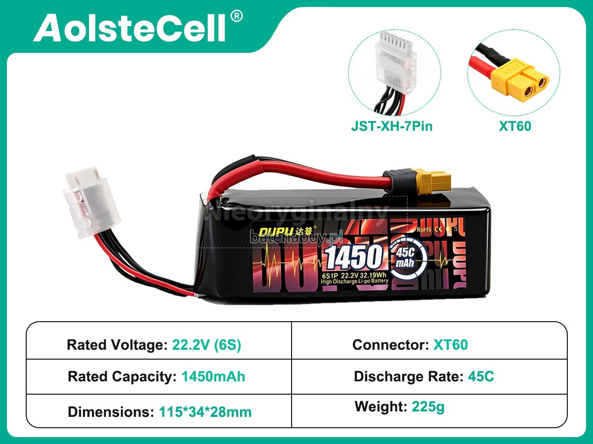 Bateria do Inteligentny lot AolsteCell 22.2V 1450MAH 45C XT60
