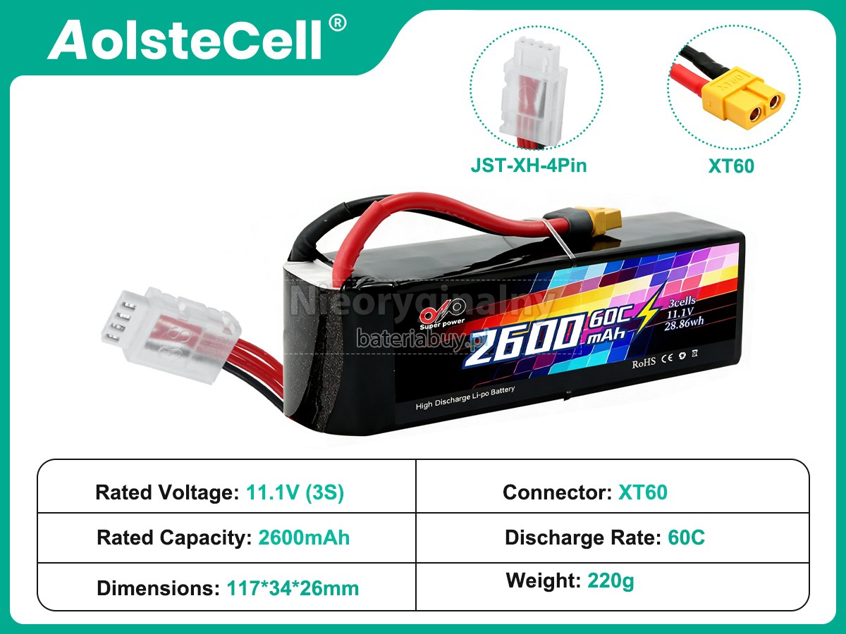 Bateria do Inteligentny lot AolsteCell 11.1V 2600MAH 60C XT60
