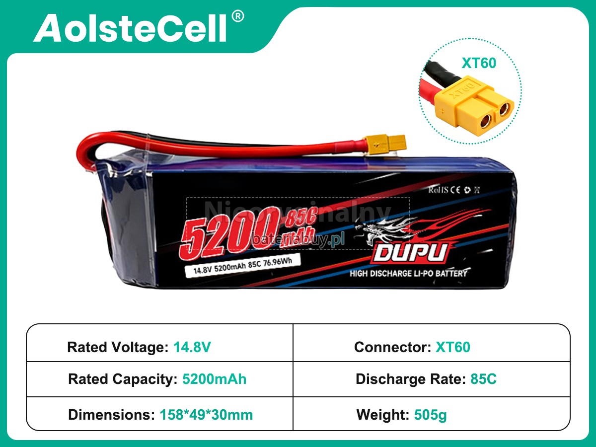 Bateria do Inteligentny lot AolsteCell 14.8V 4S 5200MAH 85C XT60