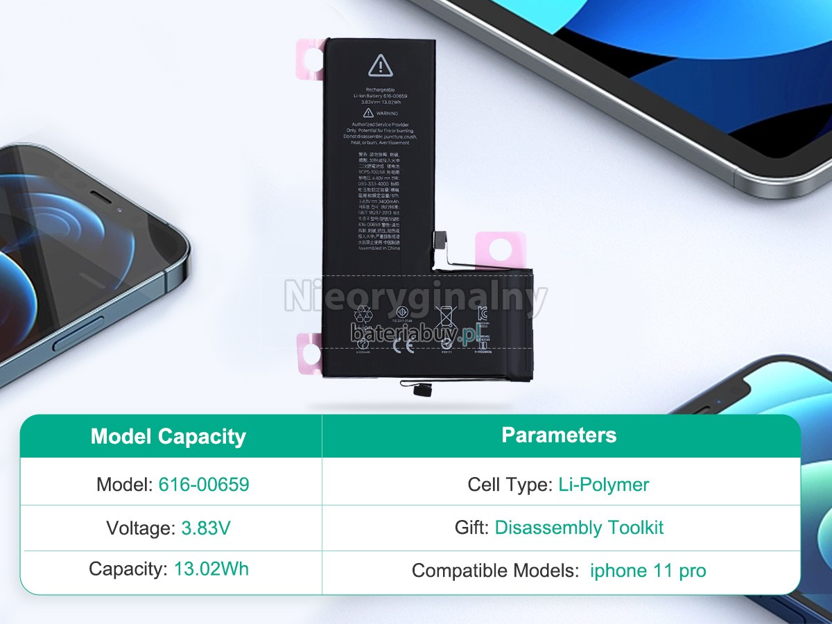 Apple A2215 EMC 3307 bateria