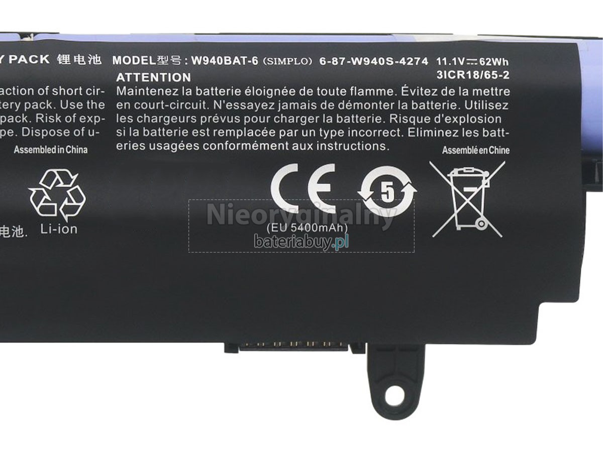 Clevo 6-87-W940S-4274 bateria