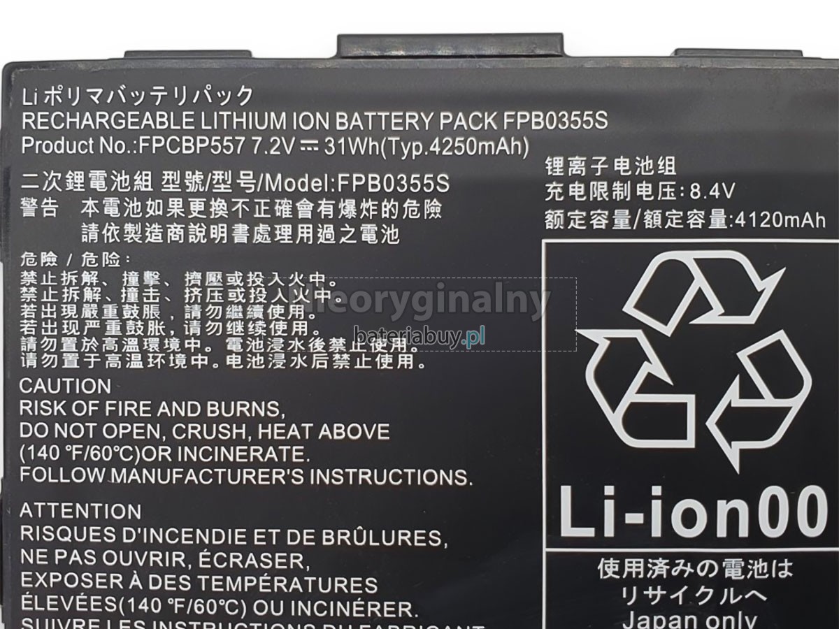 Fujitsu FPB0355S bateria