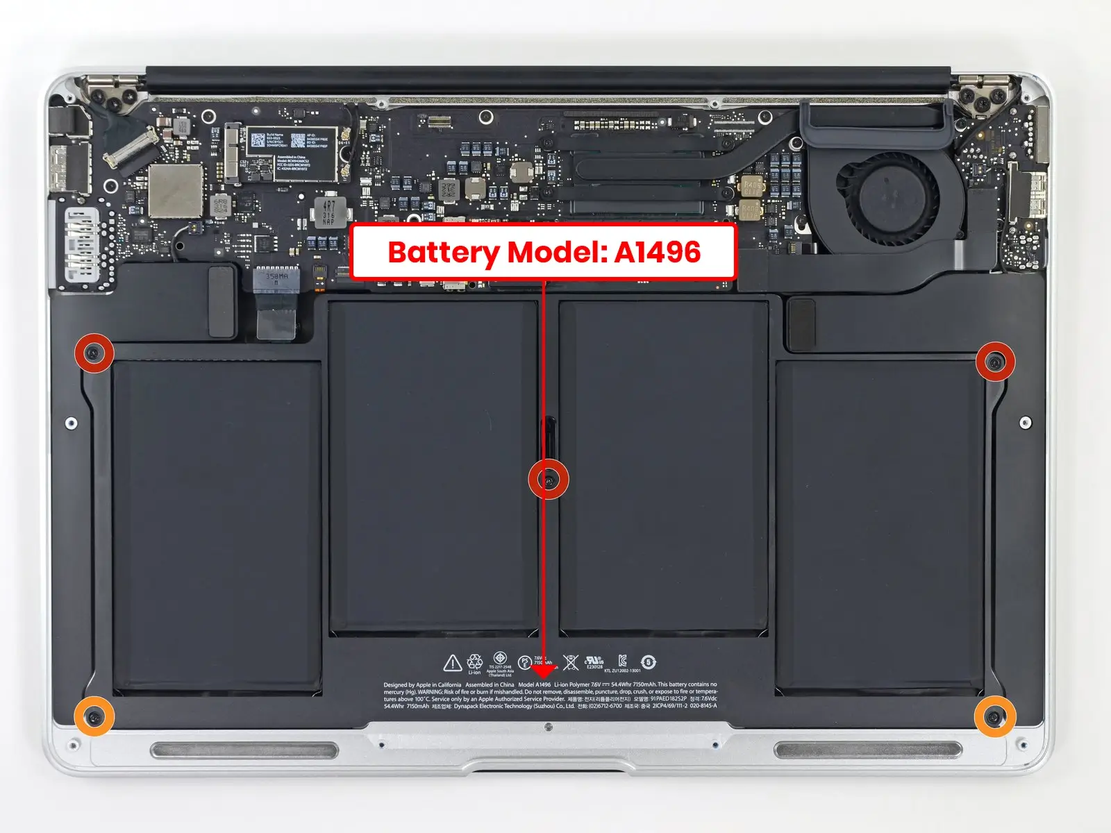 MacBook Air A1496 battery model number