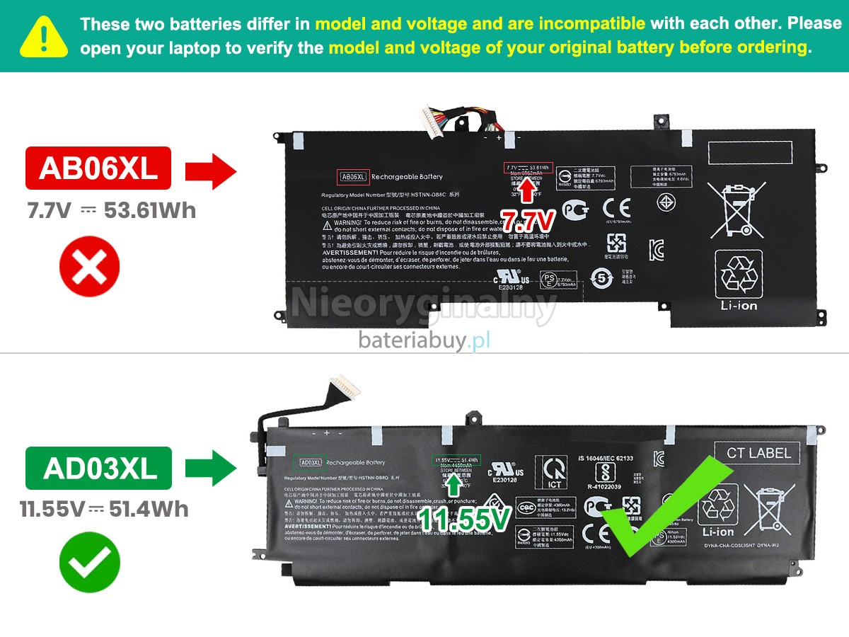 Bateria do Laptop HP Envy 13-AD053TX