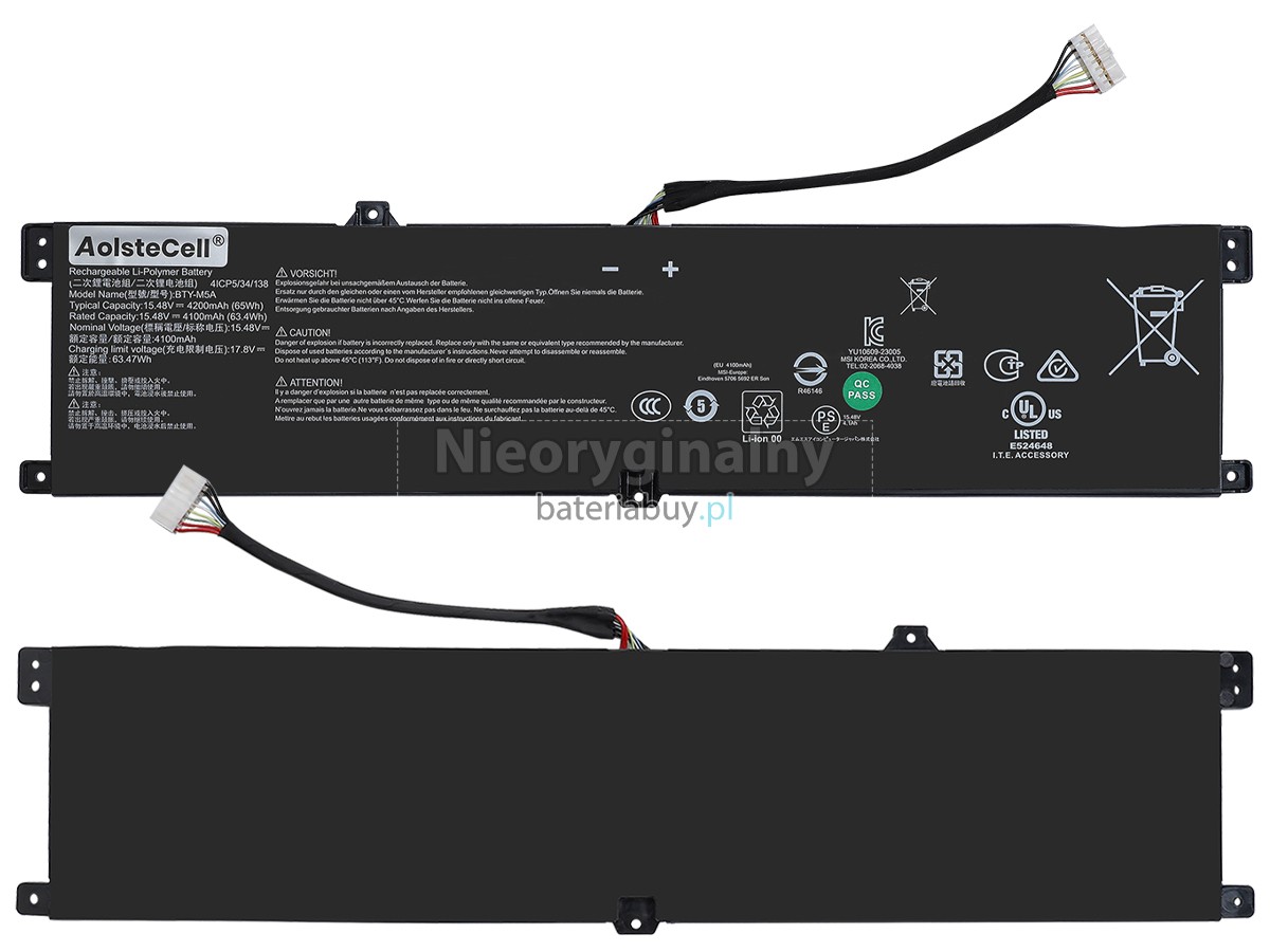 MSI CREATOR M16 HX C14VFG bateria